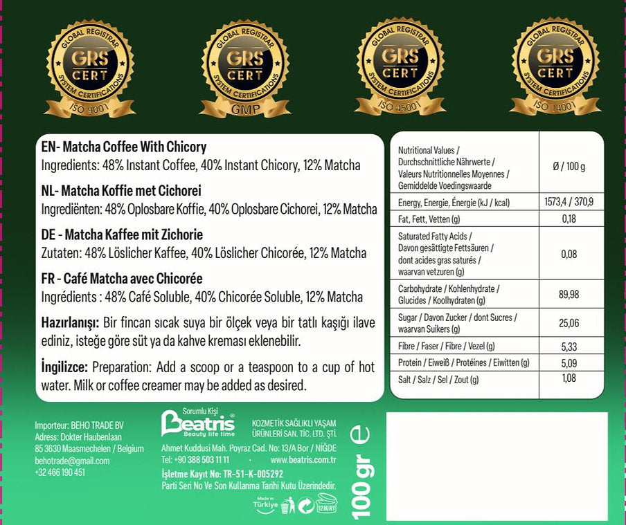Café Minceur Détox à la Chicorée & au Matcha - ŞIFAMIX DETOKS KAHVE