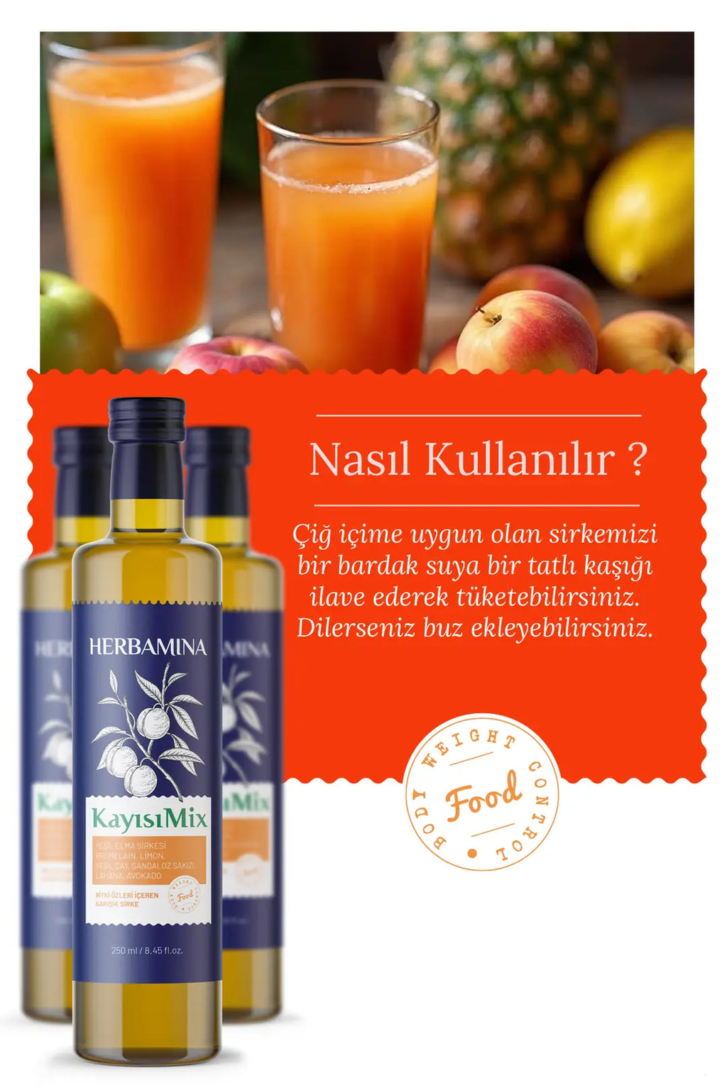 Vinaigre d'Abricot et de Pomme verte - HERBAMINA Kayisi Mix Sirke